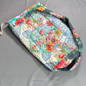 Johnny Was Multicolor Quilted Floral Drawstring Tote